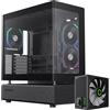 GameMax Case da gaming GAMEMAX N80 BK Midi-Tower nero, 1 porta USB 3.0 + 1 porta USB-C, audio + alimentatore GP-750 da 750 W 80+ Bronze