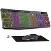 Selius Tastiera e mouse wireless retroilluminati, con illuminazione RGB, e ricaricabili