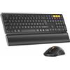 Selius Set di tastiera e mouse wireless, full-size con poggiapolsi, ricaricabile