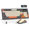 Selius T96 Tastiera e mouse wireless, Bluetooth e 2.4G, tasti in PBT, tasto multimediale, display, silenziosi, anti-ghosting, ricaricabili, compatibili con Mac/Windows/Linux (Flikker)