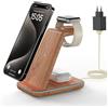 Selius Caricabatterie wireless 3-in-1, stazione di ricarica wireless per iPhone, Apple Watch e AirPods, in legno