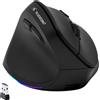 Selius Mouse ergonomica wireless per mancini, con connessione Bluetooth e ricevitore USB, risoluzione 800-2400 DPI
