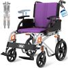 VOCIC U12 Sedia a Rotelle Pieghevole Ergonomica Regolabile | Carrozzina per disabili 13KG fino a 136KG,maniglie e braccioli regolabili,doppio freno,30CM ruote,alluminio stretta|Lilla