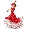 DRW Statuetta Sevillana con vestaglia di coda bianca e rossa in resina dipinta a mano, 21 cm