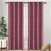 DWCN Tende oscuranti per camera da letto, lussuose tende oscuranti con motivo damascato e isolamento termico, per soggiorno, 2 pannelli, 133 x 213 cm di lunghezza, rosso vino