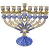 The Dreidel Company Hanukkah Menorah smaltato Magen David & Heart Design, dipinto a mano in metallo smaltato Menorah