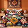 HOSIMA Set copripiumino per letto king size in stile bohémien, per adulti, con diversi motivi colorati bohémien, trapunta, leggera, morbida, patchwork, bohémien, floreale, decorazione per camera da
