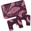 Prati di Casa Tappeto da Bagno Parure Camelia 3pz MADE IN ITALY (NATURE-PRUGNA)
