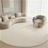 Sour Lemon Tappeto Salotto Pelo Corto, Tappeti Camera da Letto, Tappeto Morbido per Soggiorno, Carpet, Moderno, Lavabile, Antiscivolo, Colore: Crema, Dimensione: 120 cm Rotondo