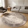 Carpetsale24 Tappeto Lavabile Beige 200 cm Rotondo Vintage Tappeto Rotondo Grande per Soggiorno Sala da Pranzo Area Relax Design Orientale Pelo Corto Facile da Pulire