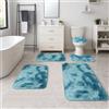 Heavyoff Set Tappeti Bagno 4 Pezzi, Tappeti Assorbente Antiscivolo, Soffice Tappetini Doccia, Lavabile in Lavatrice per doccia, vasche da bagno, Tie Dye Blu