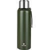 GIOGD Borraccia con isolamento sottovuoto con coperchio a tazza, in acciaio inossidabile, thermos a tenuta stagna, mantiene il caffè caldo e freddo (verde, 1500 ml)
