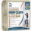Utopia Home Utopia - Panno per pittura (2,7 x 3,7 m, 1 pezzo), tessuto di tela lavabile | Lavabile e riutilizzabile, tessuto di tela, protezione per mobili e pavimenti, altamente assorbente, panno a goccia d'anatra
