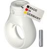 BAUHELD® Occhiello per tenda da sole in plastica [Made in Germany] - Supporto per tenda da sole con gancio a sfera [rotondo] - occhiello manovella in bianco traffico - RAL9016 - foro 10 mm - foro