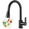 UKEEYO Rubinetto Lavello Cucina, Miscelatore Cucina Ad Alta Pressione Con Doccia Retrattile, Rubinetti Cucina Regolabile Singolo Controllo, Acciaio Inossidabile (nero opaco)