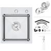 iAnomla Lavello Cucina 1 Vasca, Lavandino Cucina 40 x 40 cm, Lavello in Acciaio Inox Quadrato con Sifone, Lavabo Cucina Piccolo Montaggio Incasso o Superiore, Superficie Spazzolata, con Dispenser Sapone