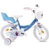 Vélo ATLAS Bicicletta Frozen 14'' Ragazza dotata di 2 freni Caliper - Ruota libera - Pneumatici gonfiabili - Cerchi in acciaio con raggi - Cestino Anteriore - Portabambola posteriore - Parafango - 2