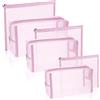 Boao Set di 6 beauty case in rete da viaggio, con cerniera, colore: rosa