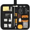 AiQInu Kit Orologiaio 132pcs, Set di Attrezzi per Riparazione Orologi Professionale, Strumenti per Cambio Batteria, Taglio Cinturino, Apertura Fondello, Cacciaviti di Precisione, Valigetta Portatile