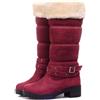 Ulalaza Stivali da neve caldi invernali imbottiti da donna, comode scarpe invernali stringate a metà polpaccio con fiocchi laterali, stivali impermeabili, isolati, antiscivolo, da esterno