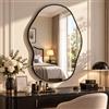 MAMIZO Specchio asimmetrico da parete, 70x101cm, Grande pecchio ingresso | Specchio decorativo, cornice in alluminio, vetro temperato, per soggiorno, bagno, camera da letto, soggiorno, corridoio, Nero