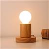 Mengjay Lampada da tavolo a cubetti in legno, lampada da tavolo in legno con presa E27, fino a max.60w lampadine industriali retrò Edison,per soggiorno, camera da letto e ufficio (Stile.C)