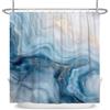 ASDCXZ Tenda da doccia in marmo, blu, 180 x 200 cm, moderna, astratta, blu, bianco, oro, effetto marmo, struttura lavabile, tenda da doccia in poliestere, impermeabile, per vasca da bagno con 12 ganci
