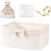Bcuuozeeing Cesto portaoggetti intrecciato, 34,5 x 25,5 x 15 cm, cestino in tessuto con manici, cesto regalo vuoto, organizer in cotone per asciugamani, per bagno, camera da letto, cameretta dei bambini