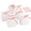 PH PandaHall 30pz Scatoline Regalo Pieghevoli in Cartone Kraft con Nastri | 9x5x10.5cm Scatola Regalo di Carta Bianco per Bomboniere Matrimonio Caramelle Gioielli Confezione Regalo