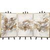 YS-Art Tris Quadro Astratto Oro Bianco Argento Materico Dipinto, Trittico