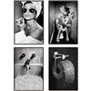ENROR Set di immagini da bagno, 4 pezzi, in bianco e nero, alla moda, per donne, divertenti poster artistici da parete (30 x 40 CMX4 senza cornice)