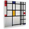 Giallobus - Quadro - Piet Mondrian - Composizione n.12 in Rosso Blu e Giallo - Tela canvas - 70x70 - Pronto da appendere - Quadri moderni per la casa