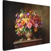 MuchoWow© Quadri Moderni Poster Da Parete Quadro Grande Foto Stampe Su Tela | 100x70 cm Soggiorno Decorazioni Muro Salotto Con Cornice Camera Da Letto Colori - Bouquet - Vaso - Legno