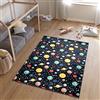 TAPISO Emma Tappeto Gioco Bambini Sala Giochi Cameretta Stanza Bambini Stampato Morbido Multicolor Scuro Spazio Pianeti Antiscivolo Lavabile Lavatrice 80 x 150 cm