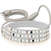 Bratek Striscia Led 220v 1Metro con Spina Senza Trasformatore, Luce Naturale 4000K | Striscia Led Sottopensile Cucina e Retro TV, IP65 x Interno o Esterno, Dimmerabile, Adesiva, Taglio ogni 10cm, Interruttore