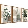 HALFLEMART 3Pcs Stampa su Tela Con Cornice Foglie di Eucalipto Bambù Pittura Estetica Orientale Wabi Sabi Quadri su Tela Poster Buddismo Zen Quadri Moderni Soggiorno Camera da Letto Stampe da Parete 40x60cm x3