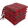 Viterbo Biancheria Set 6 Cuscini Sedia Coprisedia Tartan Scozzese 4 Punti Imbottiti Lacci (3405) (Tartan)