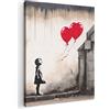 MuchoWow© Quadro Moderno Quadri Su Tela Grandi Foto Con Cornice Stampe | 70x100 cm Soggiorno Decorazioni Da Parete Salotto Camera Da Letto Arte - Ragazza - Palloncini - Cuore - Grigio
