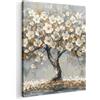 MuchoWow© Stampa Foto Quadro Moderno Quadri Moderni Con Cornice Canvas | 70x100 cm Soggiorno Stampe Da Parete Camera Da Letto Matrimoniale Decorazione Albero - Fiori - Bianco - Arte - Astratti