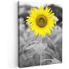 MuchoWow© Stampe Su Tela Moderne Quadro Moderno Quadretti Da Parete | 70x100 cm Soggiorno Room Decor Con Fiori - Girasole - Giallo - Nero - Bianco
