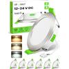 ALUSSO 6 x Faretto LED da Incasso 12-24V Downlight IP44 | 5W foro Ø68-78 mm e 29 mm di profondità, 3000K bianco caldo 4000K bianco neutro 6500K bianco freddo, Nichel, 6X
