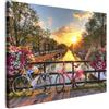 MuchoWow© Quadri Moderni Foto Quadro Con Cornice Stampa Su Tela Moderna | 100x70 cm Camera Da Letto Decorazioni Parete Soggiorno Casa Salotto Poster Amsterdam - Tramonto - Ciclismo - Fiori - Canale