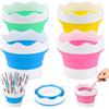 Shimilili 4 Pz Bicchiere Silicone Pennelli,Contenitore Acqua Pieghevole Scuola Arte | Bicchiere silicone per pittura, lavapennelli acquerello acrilico olio, multifunzione pieghevole facile pulizia