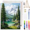 MOTGOM Dipingere con i Numeri Adulti con Telaio, Lago di Montagna fai da te Quadri da Dipingere con i Numeri Adulti, Pittura Adulti Decora la Casa Regalo 25×35cm