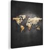 MuchoWow© Stampa Su Tela Canvas Grandi Dimensioni Quadri Moderni Quadro | 70x100 cm Decorazioni Pareti Con Cornice Soggiorno Foto Camera Da Letto Mappa Del Mondo - Oro - Brillantini - Nero