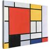 MuchoWow© Quadro Su Tela Grandi Dimensioni Quadri Moderni Stampa Di Foto | 100x70 cm Soggiorno Decorazione Camera Letto Da Parete Con Cornice Dipinti Mondrian - Arte - Blu - Rosso - Bianco - Artiste