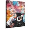 MuchoWow© Quadro Moderno Quadri Su Tela Grandi Foto Con Cornice Stampe | 70x100 cm Soggiorno Decorazioni Da Parete Salotto Camera Da Letto Graffiti - Scimmia - Street Art - Musica