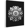 MuchoWow© Stampa Su Tela Quadri Moderni Canvas Foto | 70x100 cm Salotto Soggiorno Bagno Decorazioni Parete Mandala - Nero - Bianco - Fiori