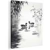 MuchoWow© Quadro Su Tela Grandi Dimensioni Quadri Moderni Stampa Di Foto | 70x100 cm Soggiorno Decorazione Camera Letto Da Parete Con Cornice Dipinti Anatre - Ninfee - Canna - Nero