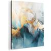 MuchoWow© Stampa Foto Quadro Moderno Quadri Moderni Con Cornice Canvas | 70x100 cm Soggiorno Stampe Da Parete Camera Da Letto Matrimoniale Decorazione Astratto - Arte - Oro - Blu